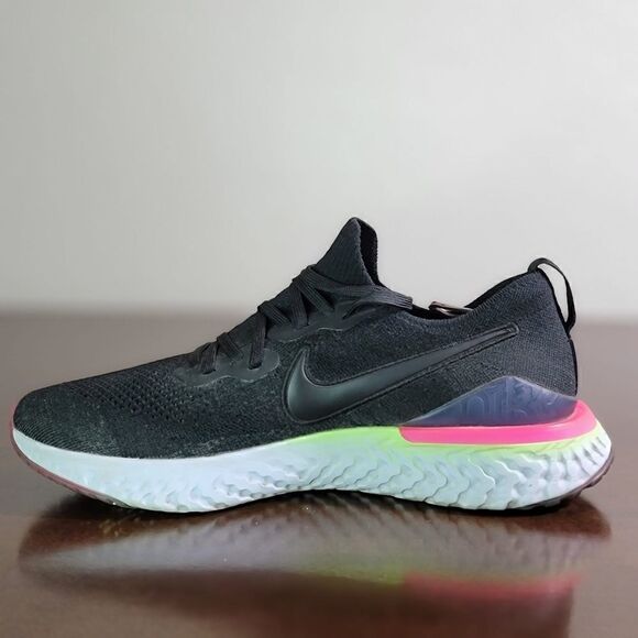 Nike Epic React Flyknit 2 Men's Running Shoes Size 10 Black White Gray Comfort - Picture 5 of 11